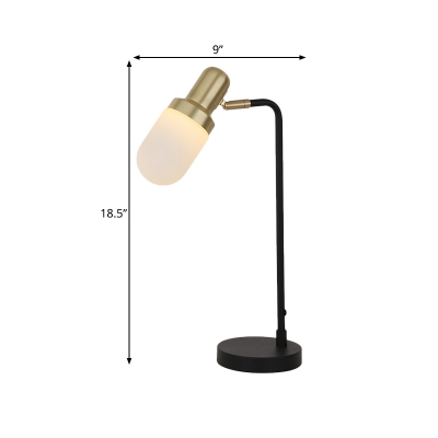 Capsule Night Table Light Modernist Frosted Glass 1-Light Black and Gold Nightstand Lamp