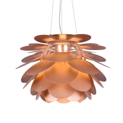 Copper Finish Pinecone Shape Pendant Contemporary 1 Light Metal Ceiling Hang Fixture