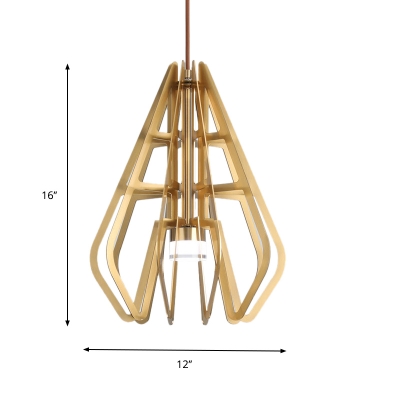 Dining Room LED Ceiling Pendant Postmodern Gold Hanging Lamp with Tapering Metal Frame