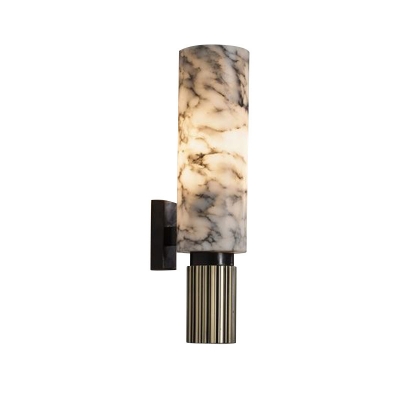 Dolomite Cylinder Wall Mounted Light Modernist 1 Light Black Wall Sconce Lamp for Coffee House