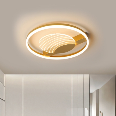 Modernist Circle Flush Light Fixture Acrylic 16