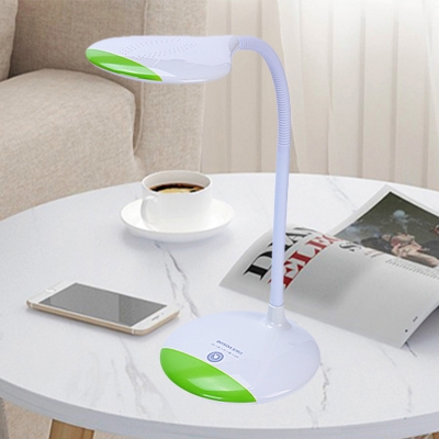 Oblong Plastic Reading Light Modernist Blue/Green and White LED Plug-In Desk Lamp for Study Room