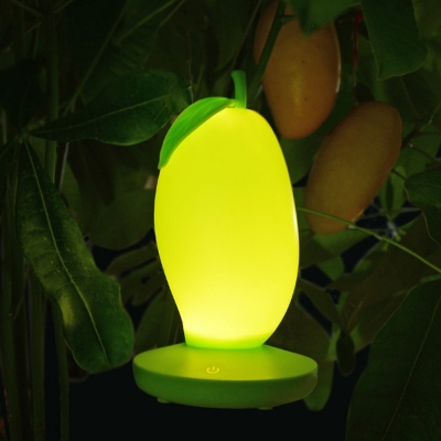 Plastic Mango-Shape Night Light Creative Pink/Yellow/Green Finish LED Rechargeable Nightstand Lamp