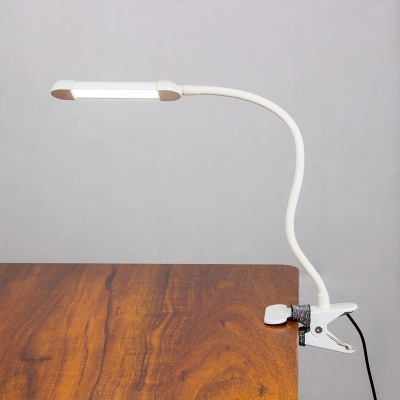 Simple Linear Reading Light Metal Study Room LED Flexible Task Lamp with Plug In Cord in White/Black