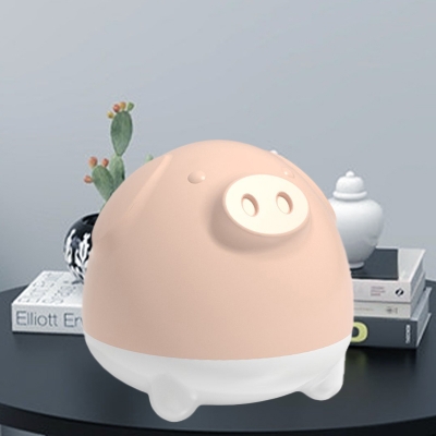 Snoring Pig Shape Rechargeable Night Light Cartoon Silica Gel LED Bedroom Night Lamp in White/Pink/Yellow