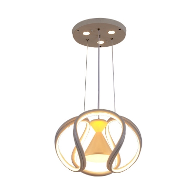 Twisting Pendant Chandelier Modernist Acrylic White LED Ceiling Suspension Lamp with Hourglass Design for Dining Room