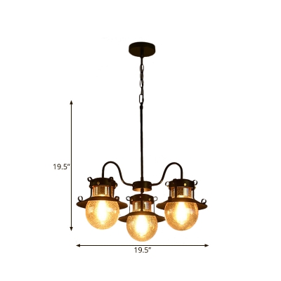 Wide Flared Chandelier Lamp Classic Metallic 3/6/8 Heads Black Finish Hanging Pendant Light with Wheel Design