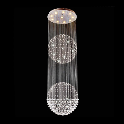 10 Lights Ceiling Lamp Modernism Multifaceted Crystal Sphere Flush Mount Lamp in Silver