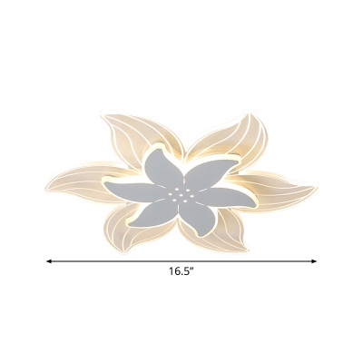 Acrylic 6-Petal Flower LED Flush Mount Modernist 16.5