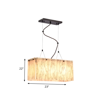 Amber Striped Glass Cuboid Pendant Light Modern 4 Bulbs Hanging Lamp over Island with Height Adjustable Cord