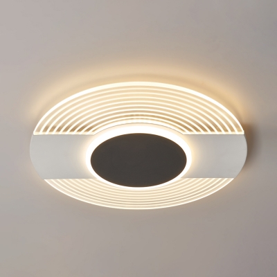 Black Circular Flush Mount Modernist Acrylic LED Ceiling Mounted Fixture for Bedroom in Warm/White Light, 9
