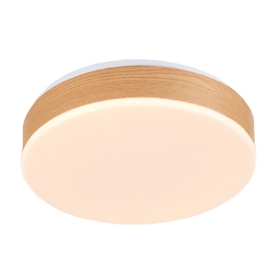 Circle Flush Mount Recessed Lighting Asia Wood Foyer LED Surface Ceiling Lamp with Acrylic Diffuser