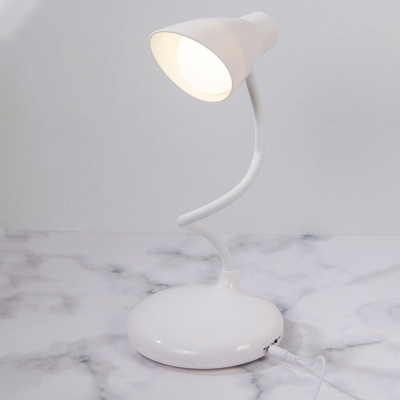 Dome Plastic Shade Task Light Modernist LED White Finish Reading Lamp with Rotatable Design