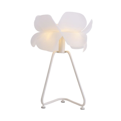 Flower Shape Night Table Light Contemporary Acrylic 1 Light White Night Lamp with Frame Base