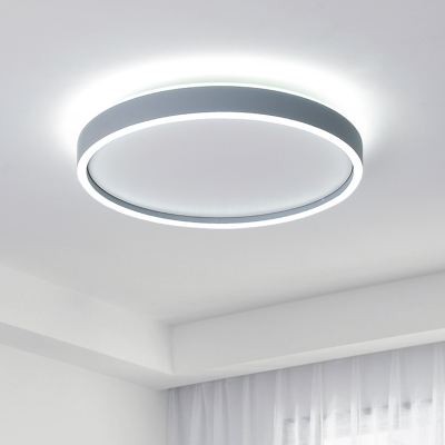 Grey Circular LED Flushmount Lighting Contemporary Acrylic Flush Mount Ceiling Fixture in Warm/White Light, 16