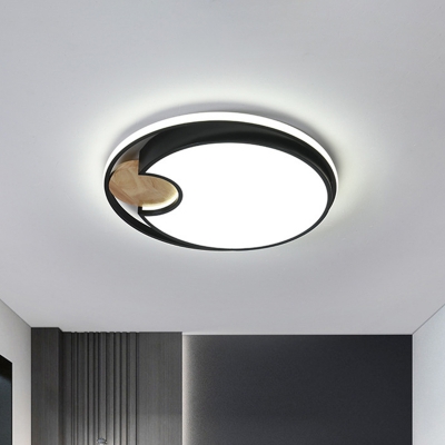 LED Bedroom Flush Lighting Modern Black Finish Flush Lamp Fixture with Round Acrylic Shade