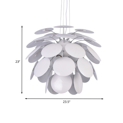 Metallic Pinecone Suspension Light Modernism 1-Head White Finish Hanging Ceiling Lamp, 19.5