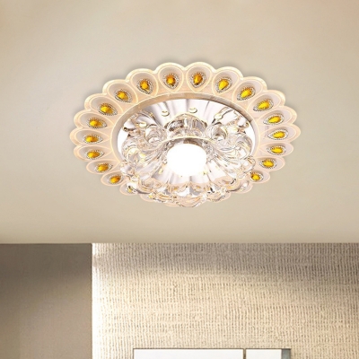 Modernism Peacock Tail Flushmount LED Clear K9 Crystal Flush Mount Ceiling Light Fixture