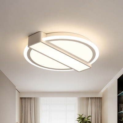 Modernist Circular Flushmount Acrylic Bedroom LED Flush Ceiling Light Fixture with Rectangle Design in White