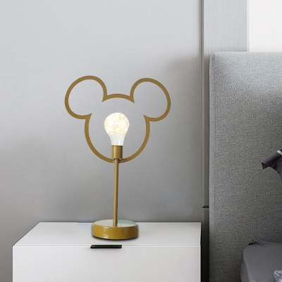 Mouse Head Frame Table Light Cartoon Metal Black/Gold Finish LED Nightstand Lamp for Bedside