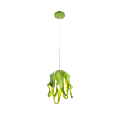 Octopus Shape Resin Suspension Light Macaron 1-Light Black/Grey/Red Pendulum Lamp for Dining Room