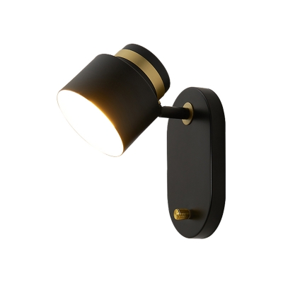 Rotating Mini Bowl Wall Light Fixture Simplicity Iron 1 Head Bedside Sconce in Black-Gold