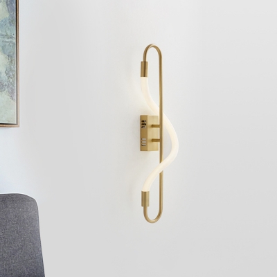 Swirl Living Room Wall Lamp Fixture Acrylic LED Modern Wall Light Sconce with Gold Linear Arm