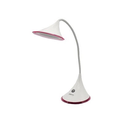 Trumpet Plastic Table Light Modernist White and Blue/Pink LED Reading Lamp with Plug-In Cord