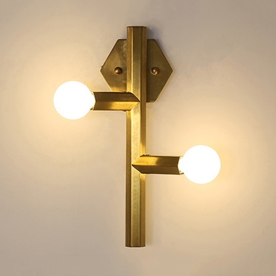 Tube Metal Sconce Post Modern 2 Lights Gold Finish Wall Mount Light Fixture with Vertical Design
