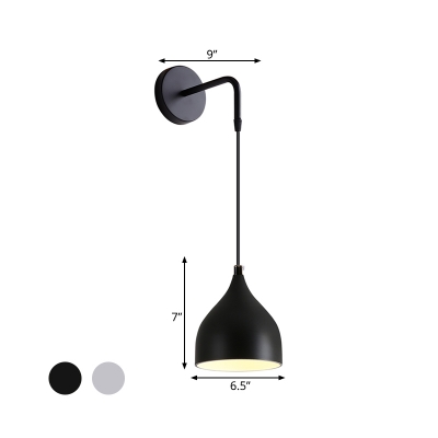 Urn Metal Wall Hanging Light Modernism 1 Head Black/White Finish Wall Mounted Lamp for Bedside