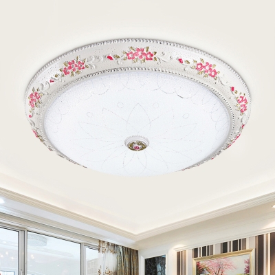 White Glass Bowl Shade Ceiling Flush Romantic Pastoral 12