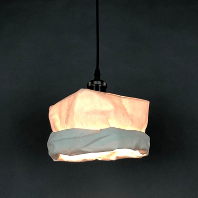 White Sack Shaped Pendant Light Asia Style 1 Bulb Kraft Paper LED Ceiling Hang Fixture