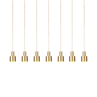 3/5/7 Lights Metal Multiple Hanging Light Industrial Gold Tube Restaurant Tandem Pendant Lamp