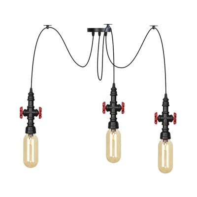 Black 2/3/6 Bulbs LED Multiple Hanging Light Industrial Amber Glass Capsule Swag Ceiling Pendant Lamp