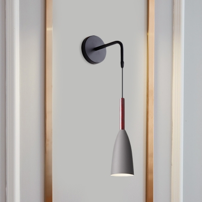 Black/White/Grey Bullet Wall Sconce Minimalist 1-Light Metallic Wall Hanging Lighting for Bedside