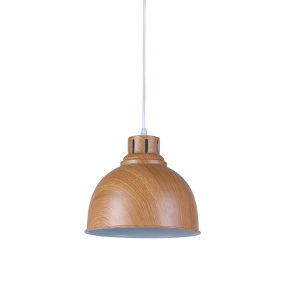 Brown Dome Hanging Pendant Light Minimalist Aluminum Single Bistro Suspension Lamp with Venting Socket