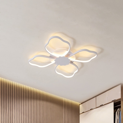 Clover Flush Light Fixture Modern Acrylic LED White Flush Lamp in Warm/White Light for Living Room