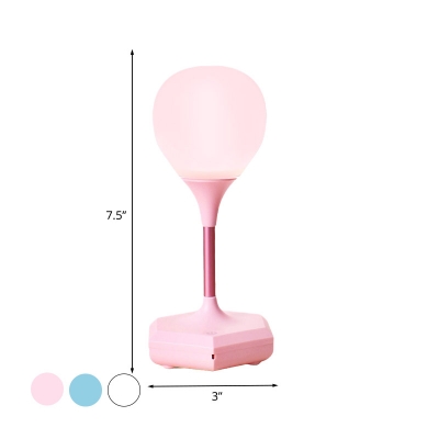 Creative Globe Nightstand Light Plastic LED Bedroom Night Lamp in White/Pink/Blue with Hexagon Base