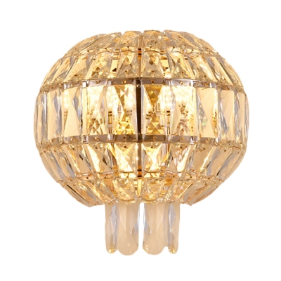 Crystal Layered Wall Mount Light Modernist 3 Heads Gold Finish Wall Sconce Lamp for Living Room
