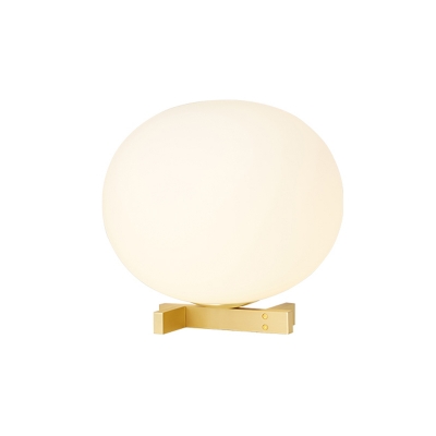 Egg Shaped Night Table Lamp Post Modern Opal Glass 1 Head Bedside Desk Light in Gold