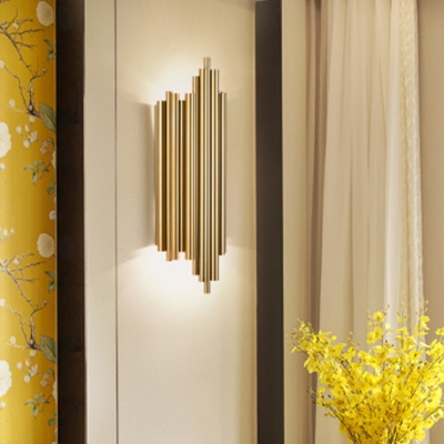 Flute Living Room Wall Lighting Ideas Metal 4 Bulbs Mid Century Sconce Light in Gold