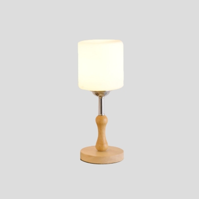 Frosted Glass Globe Cylinder Square Table Light Modernist 1 Head Wood Nightstand Lamp For Bedside Beautifulhalo Com