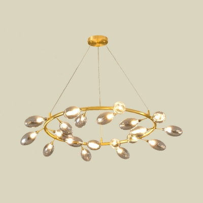 Gold Garland Ceiling Chandelier Post Modern 20 Bulbs Metal LED Pendant Light Fixture with Egg Clear Glass Shade