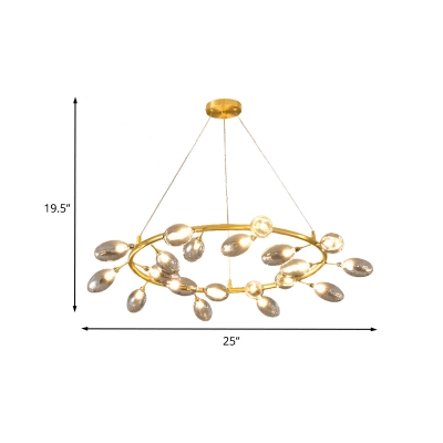 Gold Garland Ceiling Chandelier Post Modern 20 Bulbs Metal LED Pendant Light Fixture with Egg Clear Glass Shade