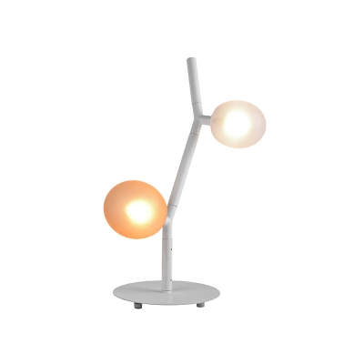 Modern Style Vine Table Lamp Frosted Opal and Amber Blown Glass Orb 2 Bulbs Bedside Nightstand Light in White