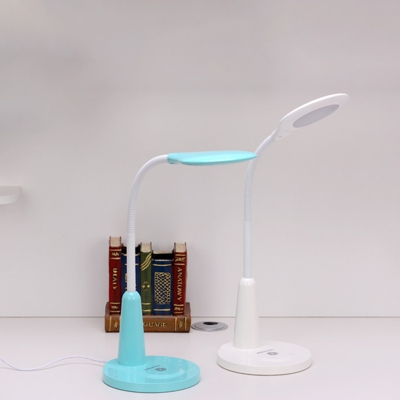 Oval Adjustable Reading Book Light Modern Plastic LED White/Blue Desk Lamp with Touching Switch