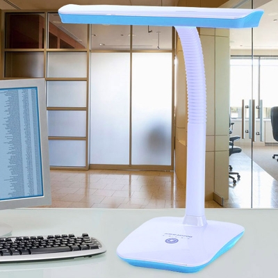 Rectangle Plug-In Desk Light Modernism Plastic LED Bedroom Reading Lamp in Pink/Blue and White