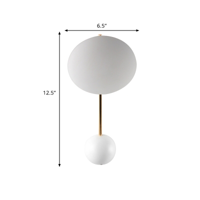 Rotatable Disc Reading Wall Light Minimalist Steel White LED Sconce Lighting with Brass Slim Rod Arm