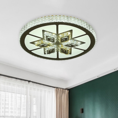 Simplicity Halo Ceiling Light Fixture Clear Crystal LED Flush Mount Spotlight for Bedroom