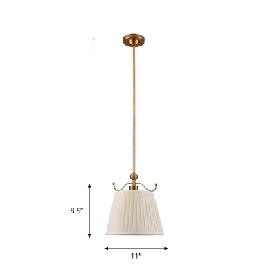 White Barrel Hanging Light Kit Traditional Fabric 1-Light Bedside Pendant Lamp Fixture